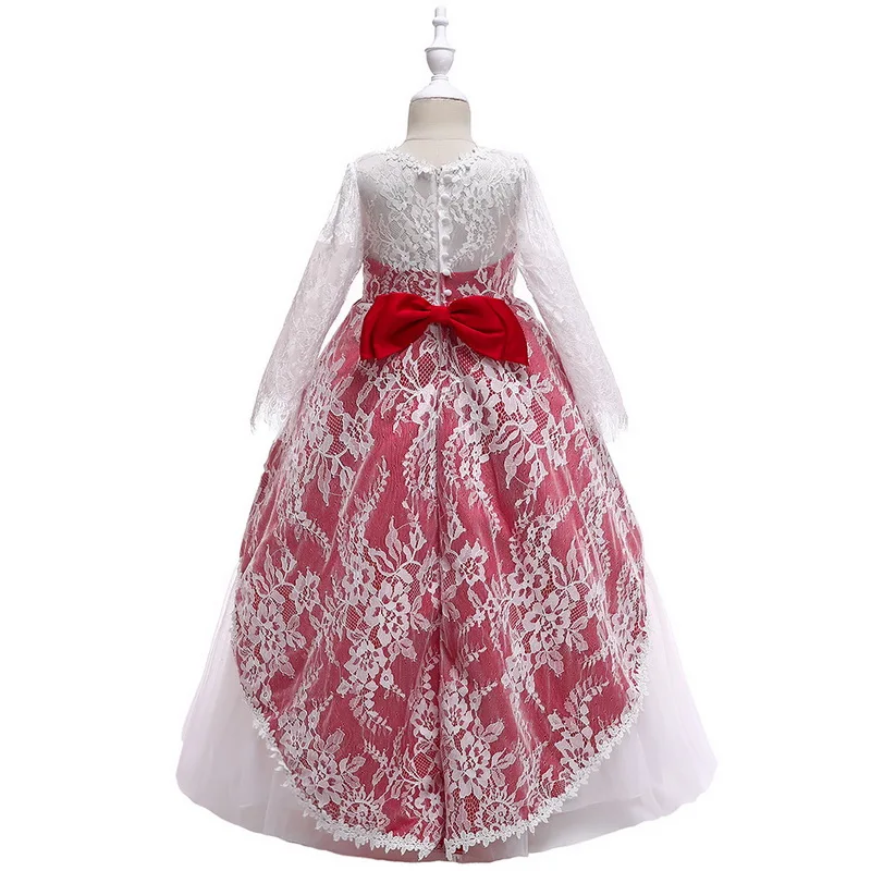 

Girl Princess Lace Sleeve Dress Ball Gown Girl Tutu Dress Elegant Children Clothing Kids Dresses Girls Wedding Gown