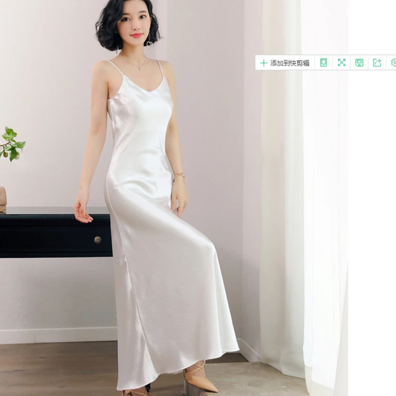 Платье женское атласное на бретелях-спагетти пикантное Длинное Элегантное