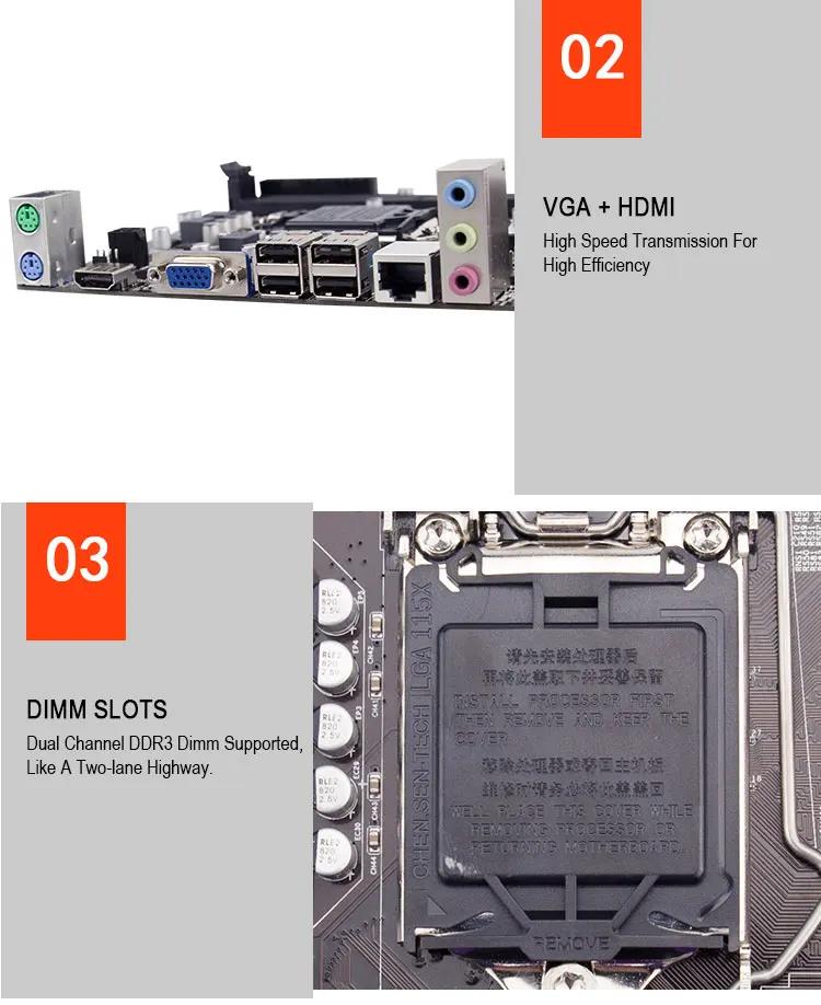 Материнская плата H55 LGA 1156 DDR3 USB2.0 SATA 3 ГБ/сек. основная плата для i3 i5 i7 процессор