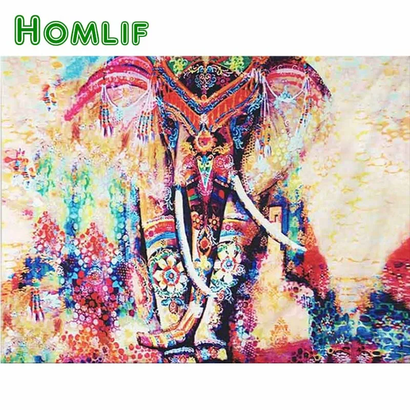 HOMLIF Diy Алмаз Живопись Красочные Слон Полный Стразы вышивки крестом 5D мозаика
