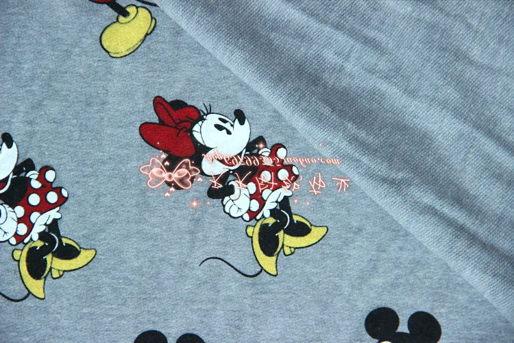 Эластичная трикотажная хлопковая махровая ткань для танцев с Микки Маусом и