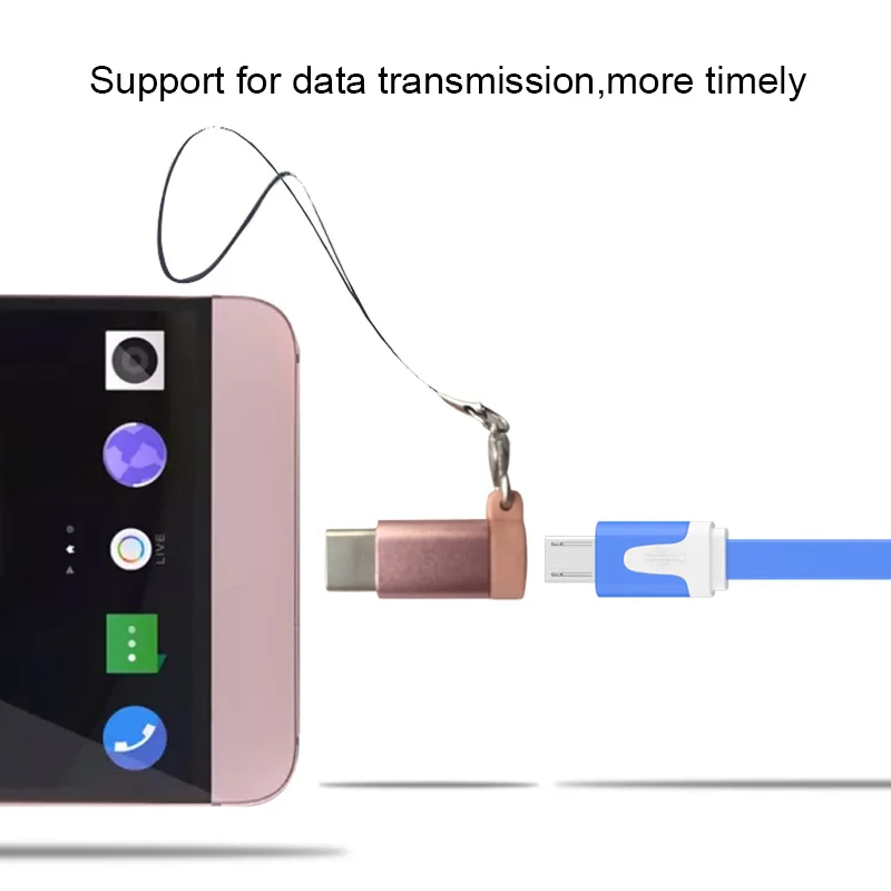 Etmakit 2 шт. USB Type C к Micro адаптеру алюминиевый конвертирующий разъем с брелком для
