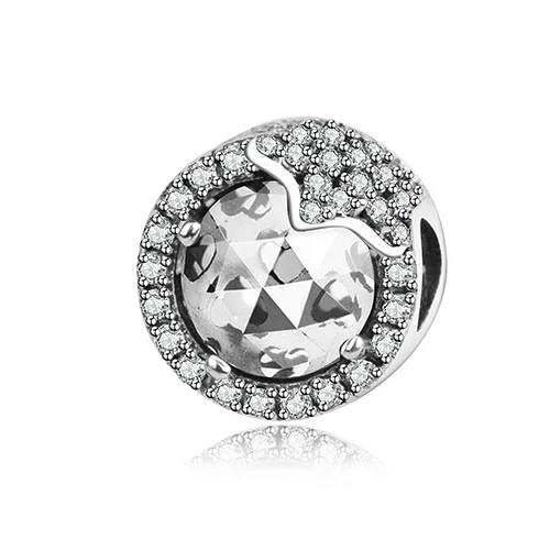 Зима, сделай сам, подходят к оригинальным браслетам Pandora, 925 пробы, Серебряное сердце, очаровательные бусины с прозрачными фианитами, изготовление ювелирных изделий berloque - Цвет: PD0826W
