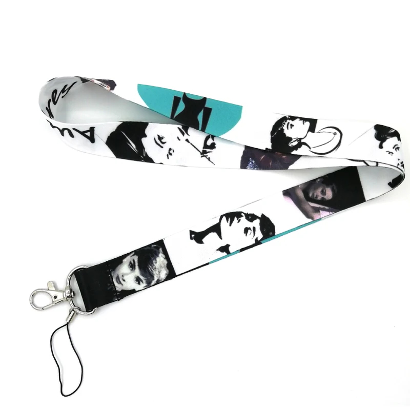 

10pcs Regooly RE17 Audrey Hepburn vintage Neck Strap Lanyards ID badge card holder keychain Phone Strap Ribbon webbing necklace