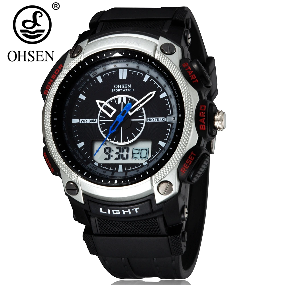Часы наручные OHSEN Мужские спортивные модные водонепроницаемые аналоговые