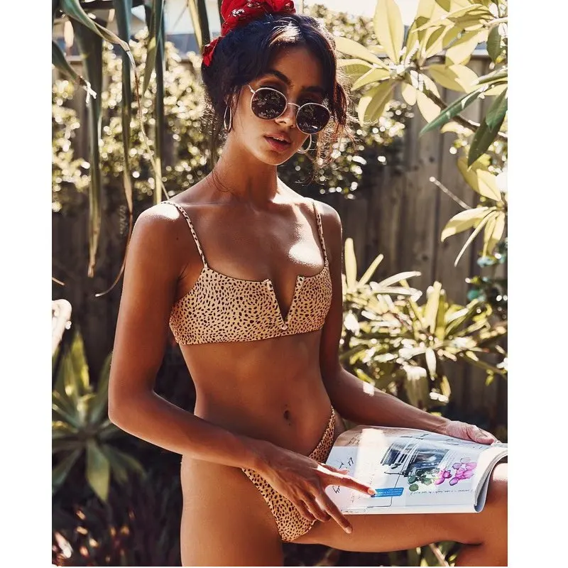 2019 твердые и леопардовым принтом DeepV бикини женские сексуальные высокие с ванный