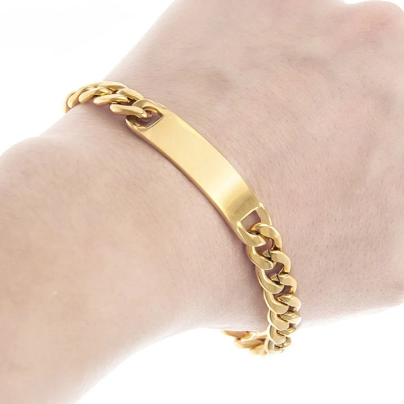 100% нержавеющая сталь мужской браслет пустая пластина металлический ID бирки