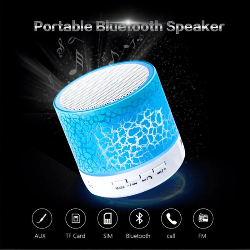 Светодиодный мини беспроводной Bluetooth динамик Портативный TF USB FM портативный музыкальный громкоговоритель ручной звонок для iPhone 6 телефона ПК с микрофоном