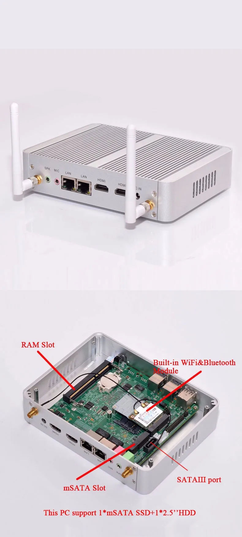 Четырехъядерный мини ПК Двойной LAN intel Celeron N3150 N3050 cpu intel HD graphics Braswell core Windows10 micro PC 2NIC 16GHz 4K tv box