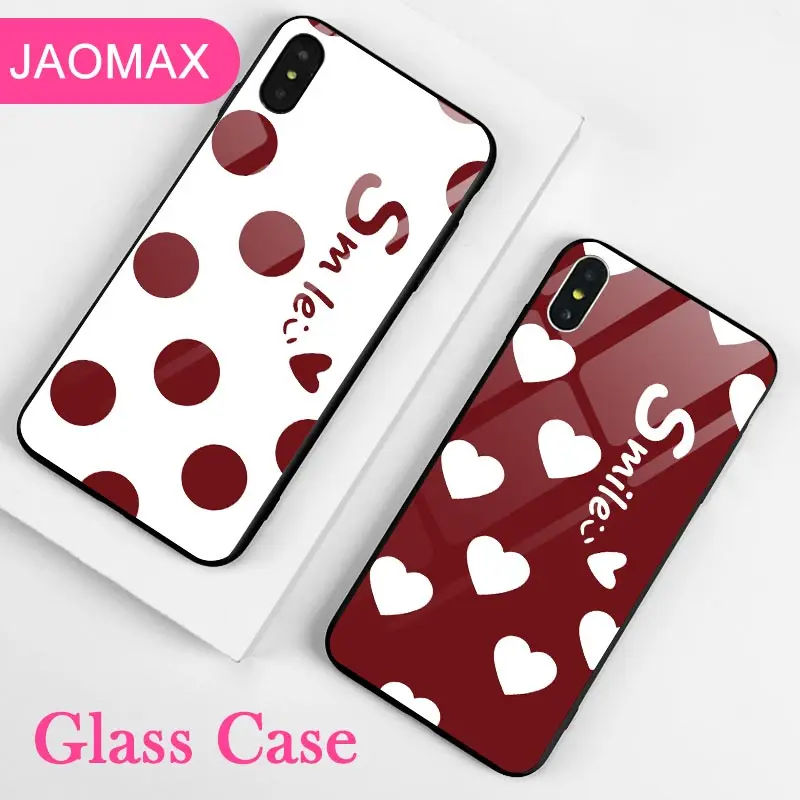 Jaomax волновая точка улыбка любящее сердце закаленное стекло телефон рамка для iPhone