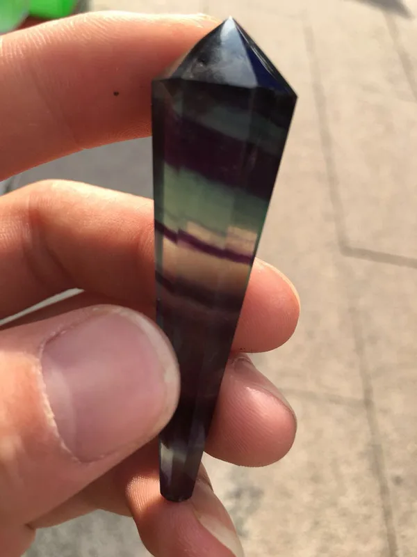 Natural seven-color fluorite handmade single point pendant pillar magic wand household decoration | Дом и сад