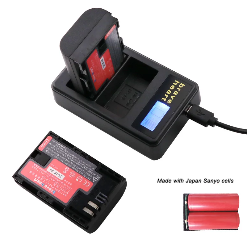 Bateria LP-E6 LP E6 LPE6N батарея камеры Япония Sanyo сотовый+ светодиодный USB двойной зарядное устройство для Canon EOS 5DS R 5D Mark II 5D 6D 7D 80D
