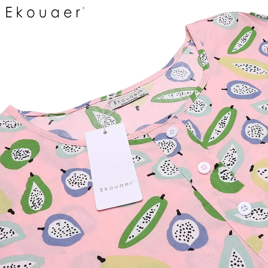 Ночная рубашка Ekouaer Женская с длинным рукавом и принтом | одежда