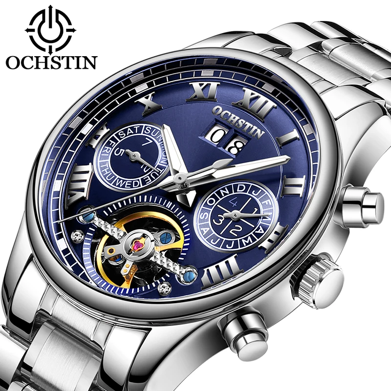Мужские деловые часы OCHSTIN автоматические водонепроницаемые механические Tourbillon