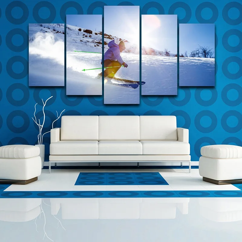 Настенная картина в рамке для катания на лыжах фотография искусство рисунок