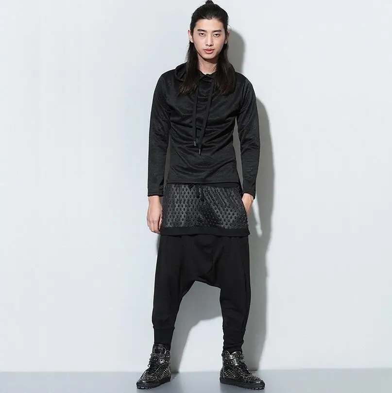 

large size men pants Free shipping The new men loose leisure stitch Harlan pants stage performance clothing / M-XL