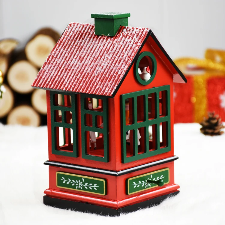 Adornos de navidad Деревянная Рождественская музыкальная шкатулка Новогоднее украшение Рождественская елка декорации и подарки на день рожденья Рождественский подарок для ребенка