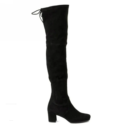Black thighboot Зимние сапоги на высоком каблуке 7,5 см женские зимние сапоги до бедра женская обувь на высоком каблуке с искусственным мехом женские сапоги выше колена женская обувь - Цвет: Black thighboot