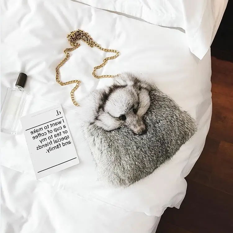 grey Новые стильные меховые женские сумки, зимняя сумка через плечо, меховая сумка, женская сумка-мессенджер из искусственного лисьего меха, сумка через плечо, сумка-клатч 763 - Цвет: grey