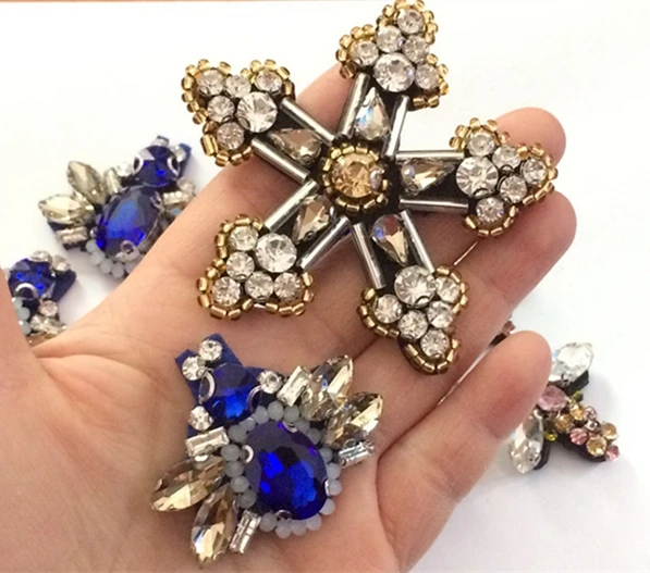 Стразы снежинка паук вышитая бисером нашивка брошь Аппликация из бисера сумки