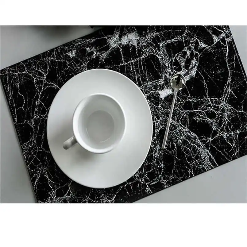 placemat 1 шт. мраморная d кожаная тарелка мраморная кожа круглые квадратные бирдекели столовая салфетка подставка держатель кухонная посуда подставка@ 12 - Цвет: placemat