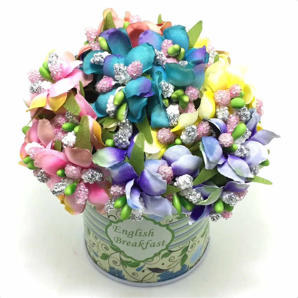 

60PCS/LOT Double colors Mulberry Flowers Fabric Flowers Artificial Flowers For Wedding And Festivals DIY Decoration Flowers