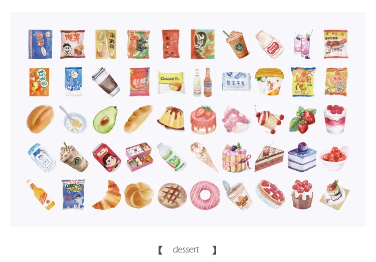 dessert 200 шт./упак. Kawaii милые путешествия растения маркер стикер планировщик канцелярские наклейки для записной книжки Скрапбукинг DIY Пуля журнал sl1821 - Цвет: dessert