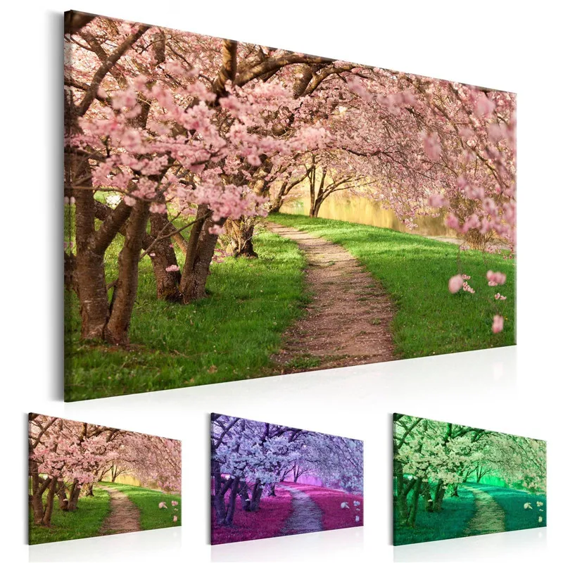 Wall Art печатает фотографии Спальня цельнокроеное платье вишня в цвету пейзаж