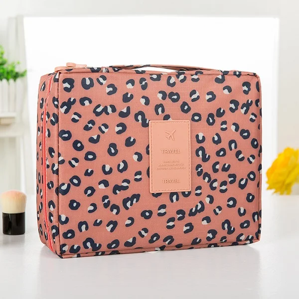 Pink leopard point Дорожная коробка для хранения косметики с ручным цветочным узором бюстгальтер нижнее белье Сумочка для зубных щеток молния продукты для ванной органайзер, сумка, карман - Цвет: Pink leopard point