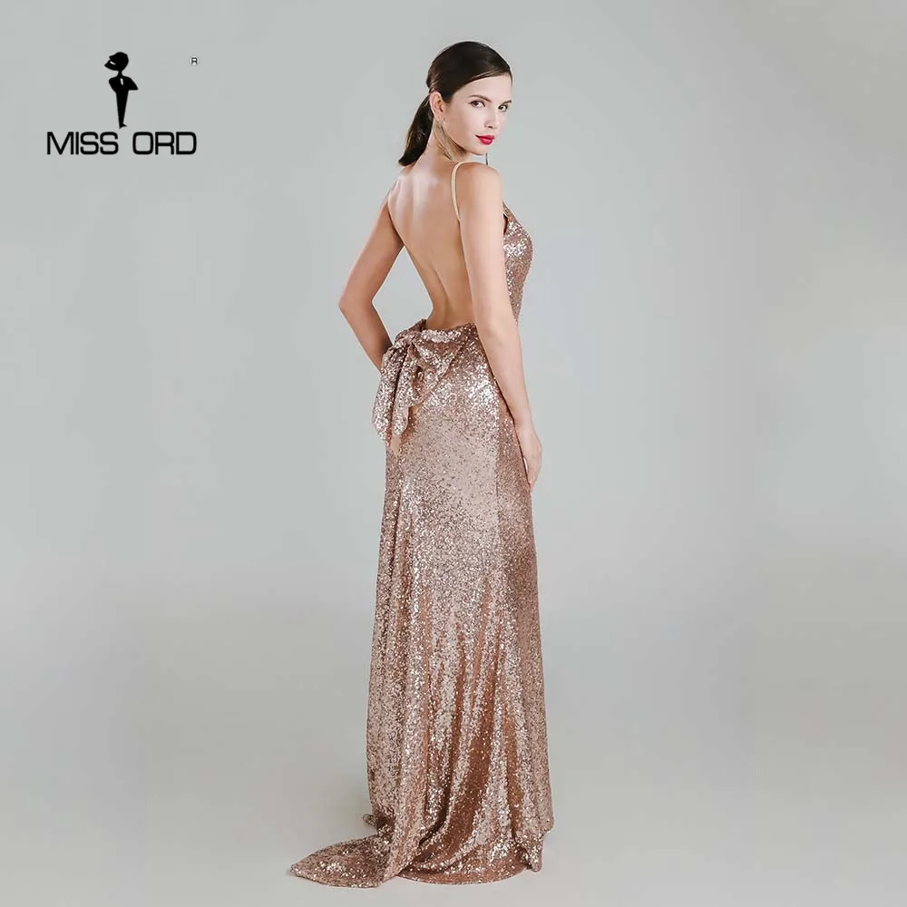 Женское вечернее платье с бантом Missord Вечернее Платье макси v образным вырезом и