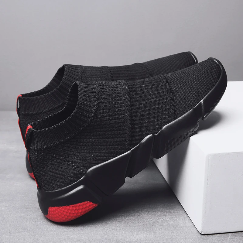 Мужские дышащие кроссовки черные повседневные удобная обувь для весны и лета 2019 |