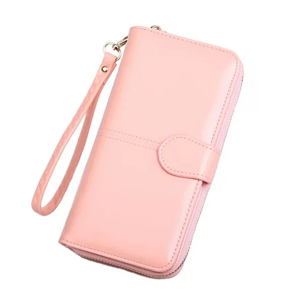 Light Pink Wallet Женские кошельки и кошельки, длинный кожаный кошелек, Женский тройной Кошелек для монет, кредитный держатель для карт, клатч для денег, многофункциональная молния - Цвет: Light Pink Wallet