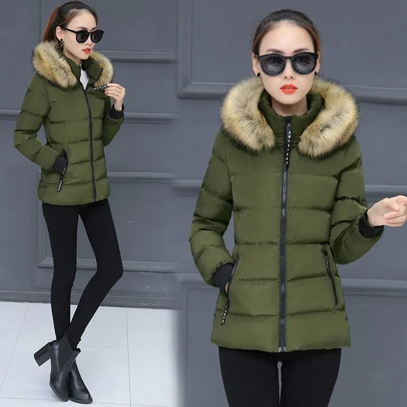 

Fall Winter Jacket Down Cotton Women Coat Hooded Female Down Jacket Parka Casual Jackets Zipper Parka Wadded Overcoat On Sale