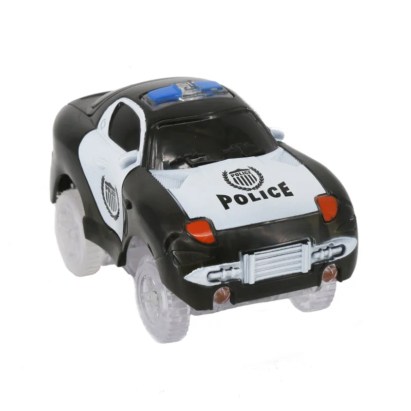 Black Police Car 5,5 см DIY универсальные аксессуары для светится в темноте магический трек обучающий вагон игрушка гоночный вагон для детей игрушки подарок - Цвет: Black Police Car