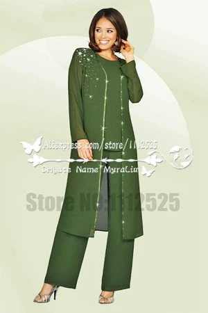 

Yabreny Classic Mother of the bride dress with pants Purple Chiffon 3PC Outfit with long Coat MT0017012-2