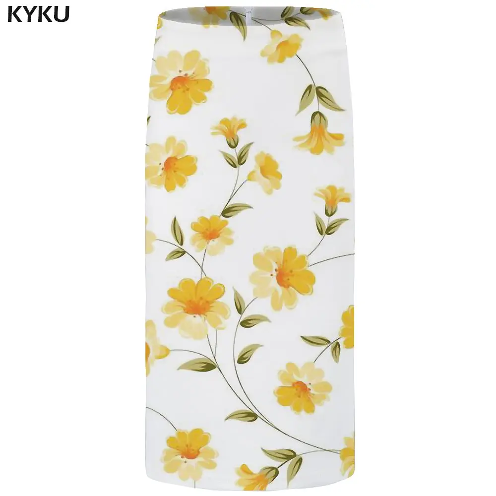 Skirt Woman 20 Бренд KYKU, юбки с цветами, женские вечерние юбки с листьями, большие размеры, цветные, высокая талия, сексуальные, с цветочным рисунком, крутая Женская юбка, новинка, повседневная - Цвет: Skirt Woman 20