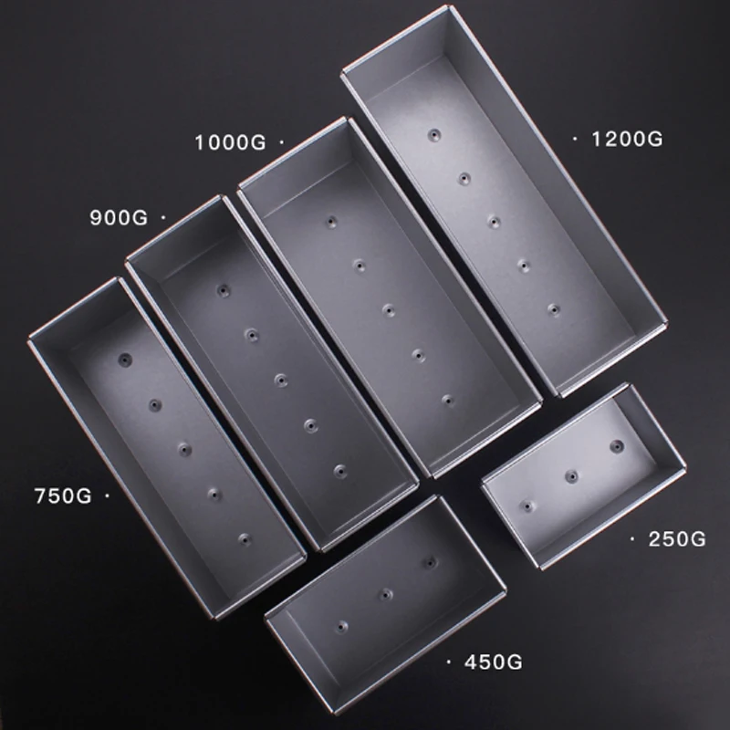 

250g/450g/750g/900/1000/1200g Aluminum Alloy Toast boxes Bread Loaf Pan cake mold baking tool with lid