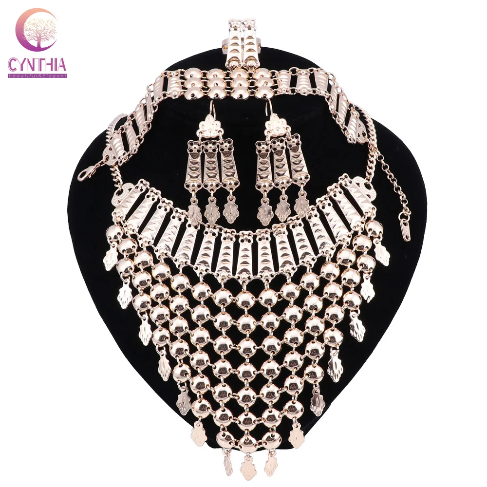 Модные африканские бусы ювелирный набор золотого цвета свадебные женские