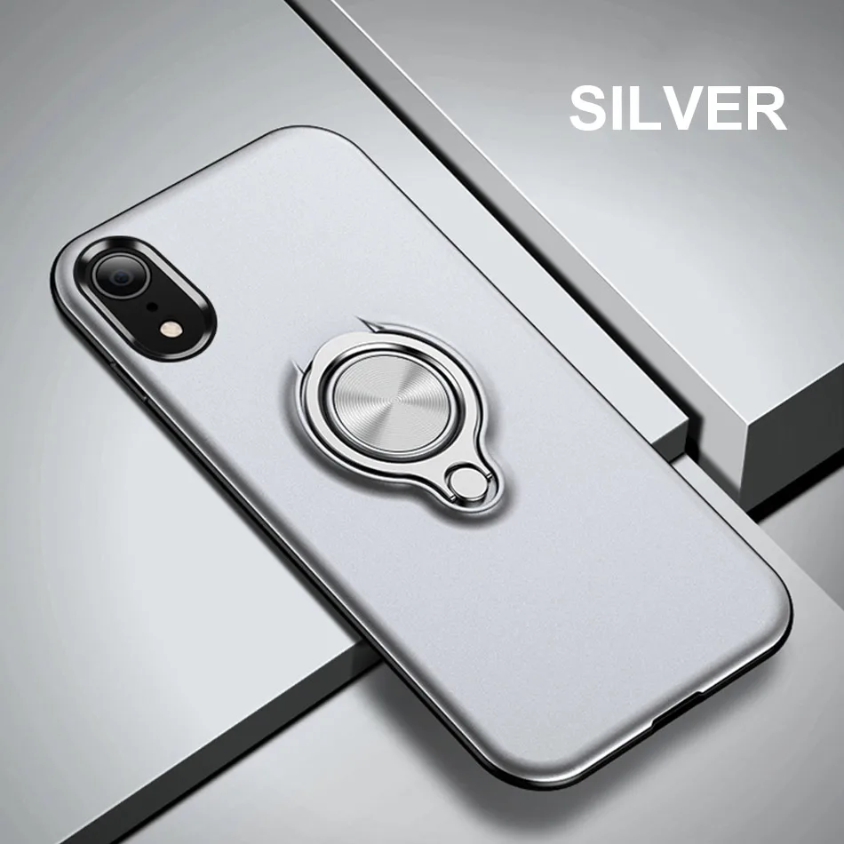Роскошный автомобильный держатель кольцо чехол для айфон iPhone X XR XS Max 6 6s 8 7 чехол для телефона крышка на для айфон iPhone 6 6s 7 8 Plus X XS Max чехол - Цвет: Silver