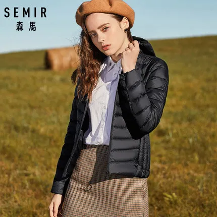 SEMIR новая Базовая зимняя куртка s Женская зимняя Вельветовая куртка с капюшоном зимняя куртка женская верхняя одежда теплая портативная - Цвет: black