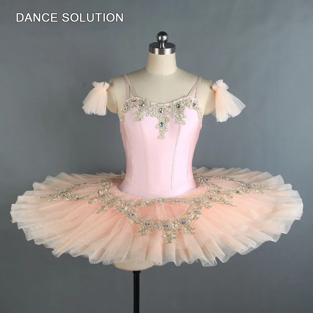 Pale Pink Профессиональная балетная пачка для женщин и детей, топ из спандекса бледно-розового цвета и жесткая юбка-пачка для танцев, сольный костюм платье для танцев, BLL126 - Цвет: Pale Pink