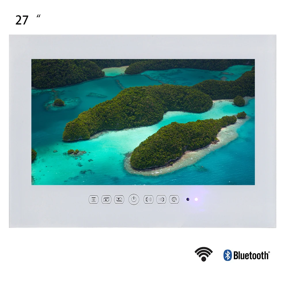 Souria 27 дюймов 1080P Full HD WiFi Android 9,0 Смарт Интернет Водонепроницаемый Ванная комната ТВ черный/белый IP66 стеклянная панель