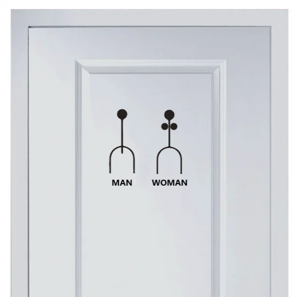 

Funny Marks for Men and Women's Toilet Vinyl Sticker Fashion for Shop Office Home Cafe Hotel Toilets Door Decor Wall Stickers