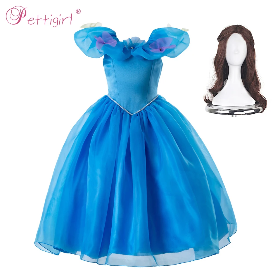 Pettigirl Princess Cosplay Elegant for Girls Dress Cinderella Dresses with Flowers Party Costume Kids Clothes 2020 GD50613-3 | Детская