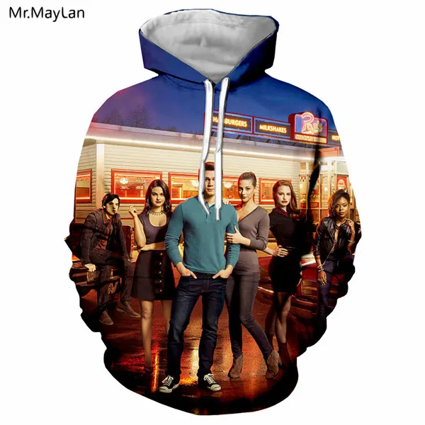 Riverdale Hoodie Crime tv, ривердейл, 3D принт, винтажная куртка для женщин/мужчин, уличная одежда, худи для мальчиков, Ретро стиль, толстовка с капюшоном,, Весенняя Мужская одежда, 5XL - Цвет: Riverdale Hoodie