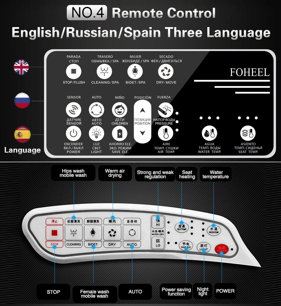 FOHEEL, Новое Детское умное сиденье для унитаза с подогревом, сиденье для унитаза, электронное биде, умное сиденье для унитаза, светодиодный светильник, пульт дистанционного управления, крышка для унитаза