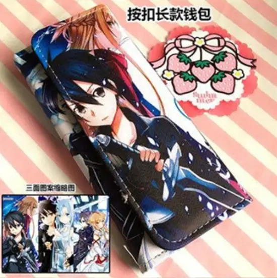 Sword Art Online Мультфильм yuri on ice/date a live/naruto/lovelive/natsume yuujinchou/cell at work pu клатч длинный кошелек кредитный держатель для карт кошелек - Цвет: Sword Art Online