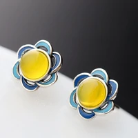 925silver with natural pulp retro earring cloisonne ms 925 sterling silver earrings
