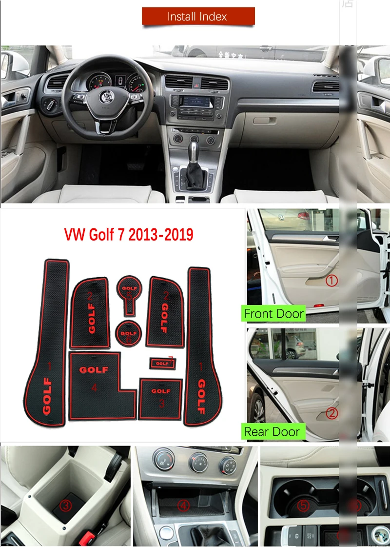Противоскользящий коврик для ворот резиновая подставка для VW Golf 7 MK7 2013 Volkswagen аксессуары наклейки для автомобиля
