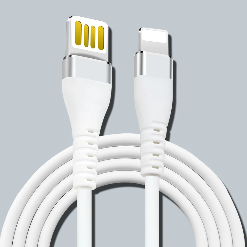 Power4 двухсторонний USB кабель для телефона Lightning/iPhone usb зарядный провод из пищевого силикона для Apple короткая линия передачи данных - Цвет: White